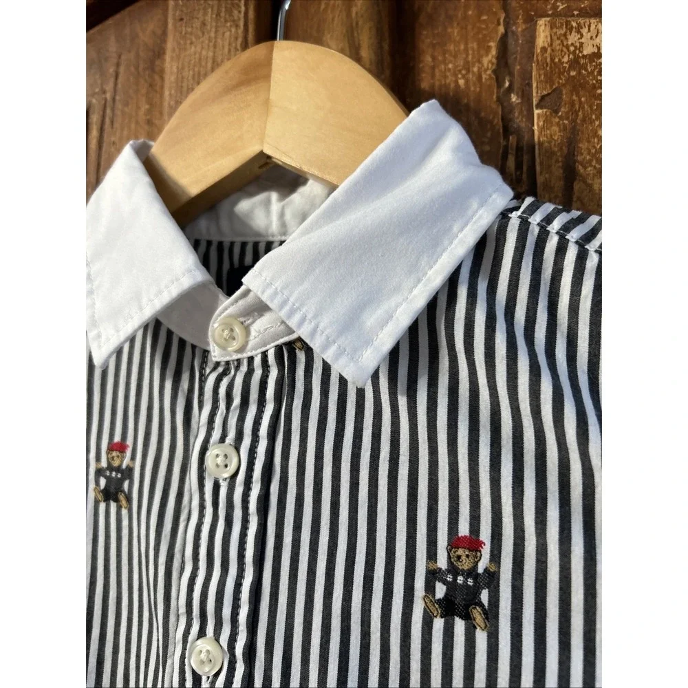 Girls Polo Ralph Lauren AOP Bear Print Belted Shirt Dress Sz 10 Gorgeous